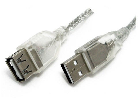 8Ware USB 2.0 Extension Cable 0.25m 25cm A to A Male to Female Transparent Metal Sheath Cable