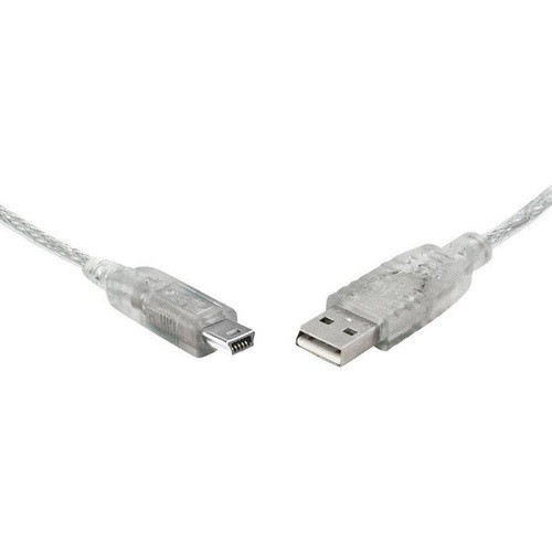 8Ware USB 2.0 Cable 3m A to B 5-pin Mini Transparent Metal Sheath UL Approved
