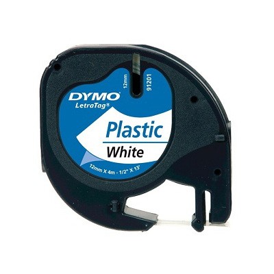 DYMO Letratag (91331) Label Cassette, Pearl White, Plastic, 12mm x 4m