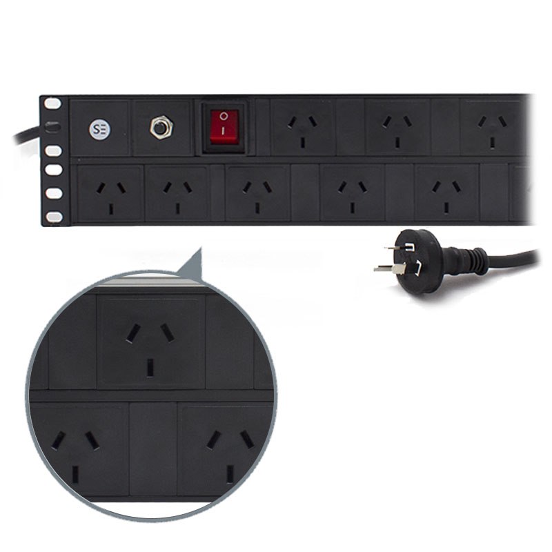 Serveredge 2Ru Basic 2M 12 Port Pdu (12) 3 Pin Aus Gpo Output (1) 3 Pin Aus Plug Input 10A 240V