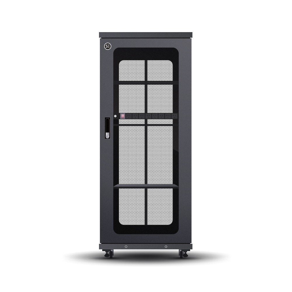 Serveredge 32Ru Fully Assembled Free Standing Server Cabinet - 600W X 1000D X 1618H Includes:Front Glass DoorDual Rear Mesh Doors1 X 8 Way Pdu1 X 4 Way Fan Unit3 X Fixed Shelves: 650MM DepthL- Shaped