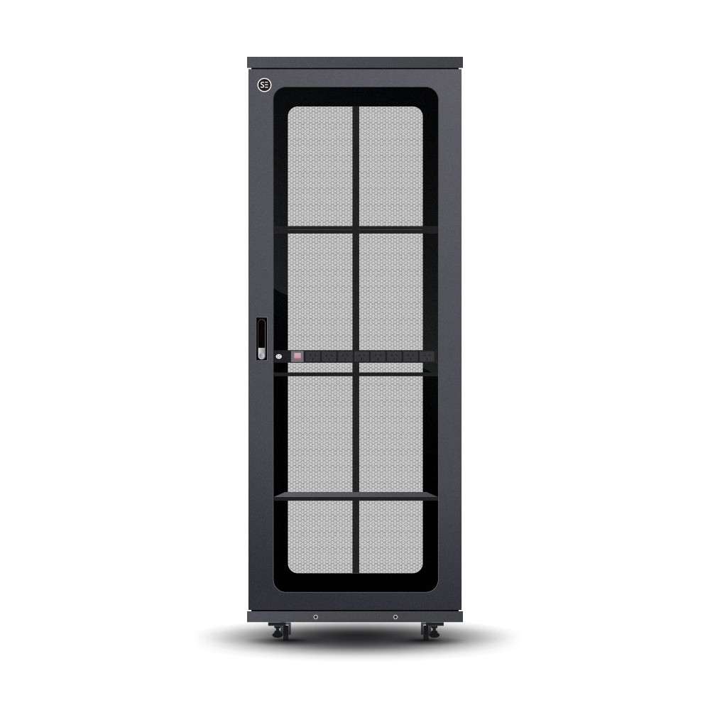 Serveredge 45Ru Fully Assembled Free Standing Server Cabinet - 800W X 1200D X 2192H Includes:Lockable Front Glass DoorLockable Dual Rear Mesh DoorsLockable Split Side Panels1 X 8 Way Pdu1 X 4 Way Roof