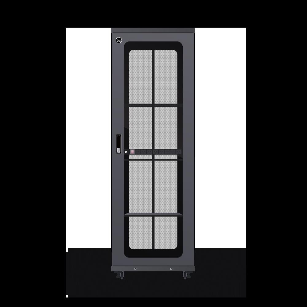 Serveredge 42Ru Fully Assembled Free Standing Server Cabinet - 600W X 1200D X 2062HIncludes:- Lockable Front Glass Door- Lockable Dual Rear Mesh Doors- 1 X 8 Way Pdu- 1 X 4 Way Roof Mount Fan Unit- 3