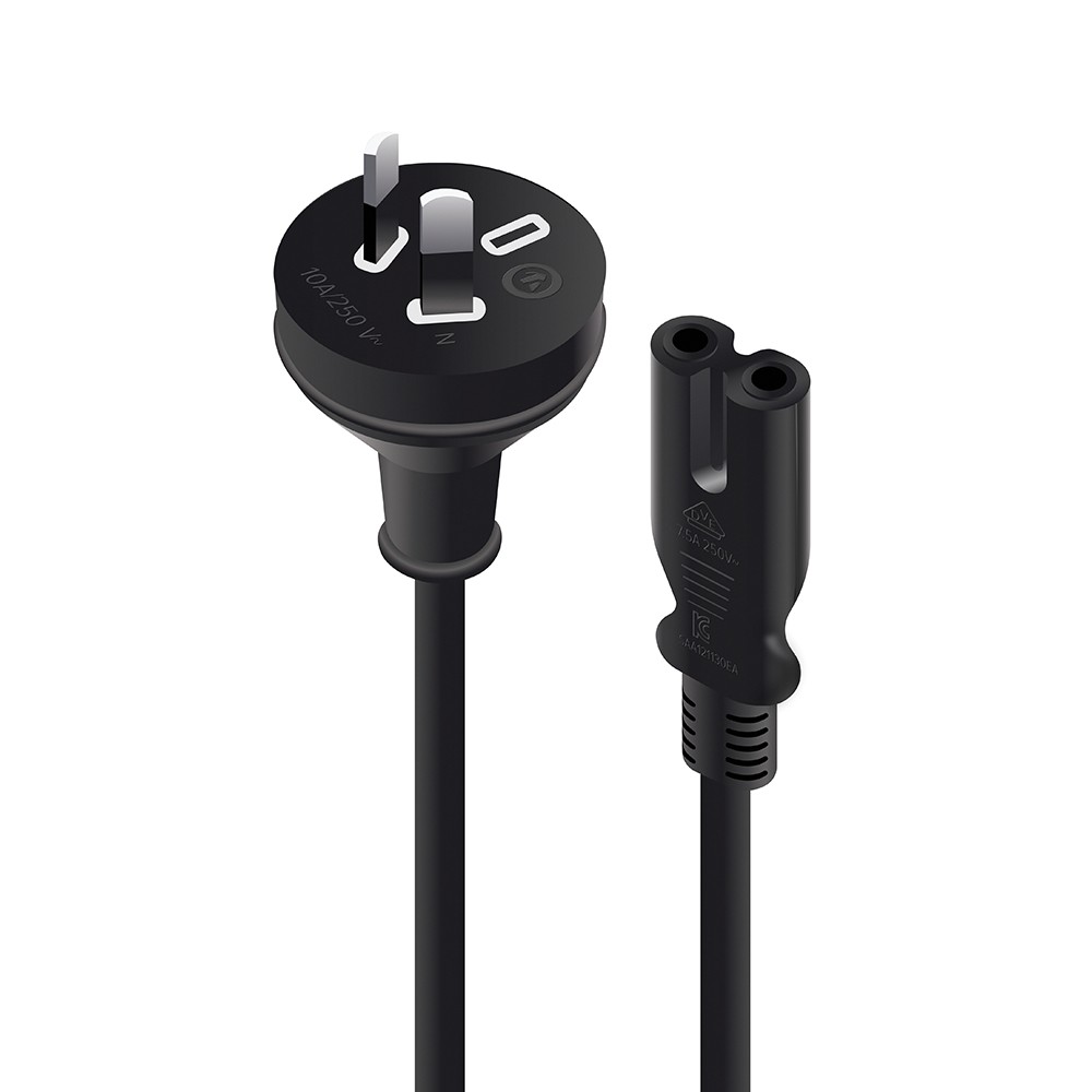 Alogic 0.5M Aus 2 Pin Mains Plug To Iec C7 - Male To Female