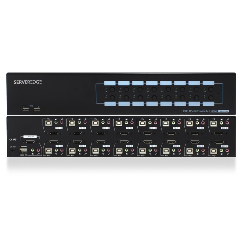 Serveredge 16-Port Hdmi Usb KVM Combo Switch With Audio Mic & Usb Hub 2.0