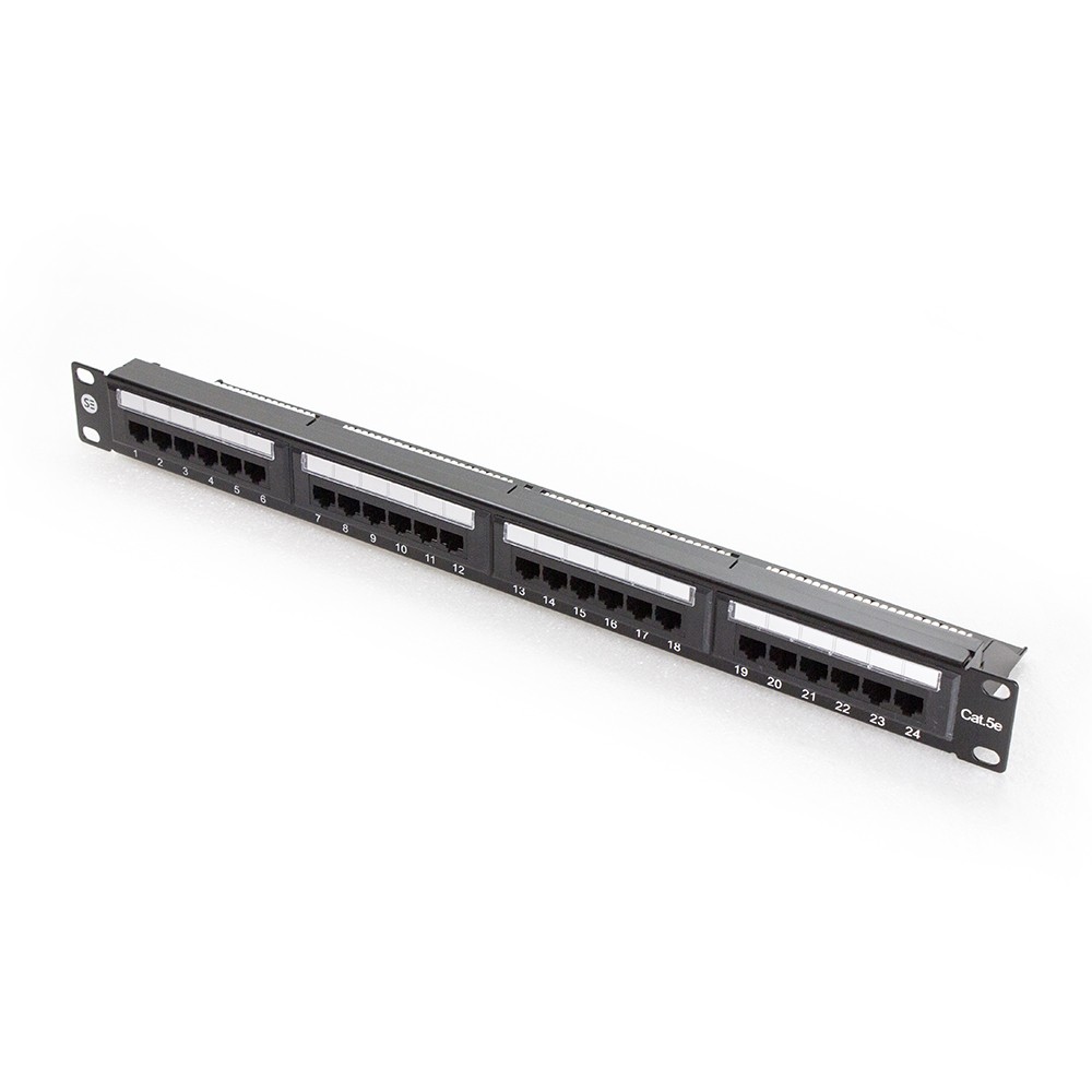 Serveredge 24 Port CAT5e Patch Panel - 1Ru Utp- Includes Cable Management Bar