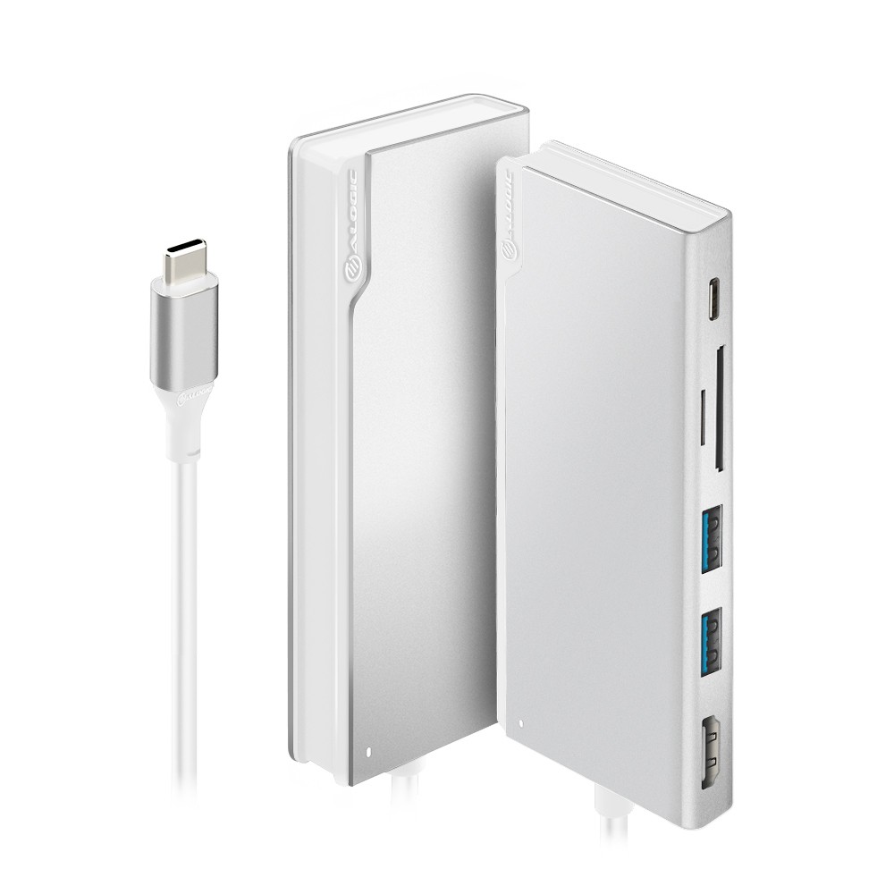Alogic Ultra Usb-C Dock Uni - 2 X Usb-A (Usb 3.0); 1 X Usb-C (Data/PD 100W); 1 X SD Card Slot; 1 X Micro SD Card Slot; 1 X Hdmi 4K @30Hz - Silver
