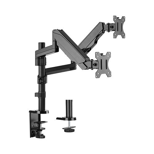 Brateck Dual Monitor Full Extension Gas Spring Dual Monitor Arm (independent Arms) Fit Most 17'-32' Monitors Up to 8kg per screen VESA 75x75/100x100