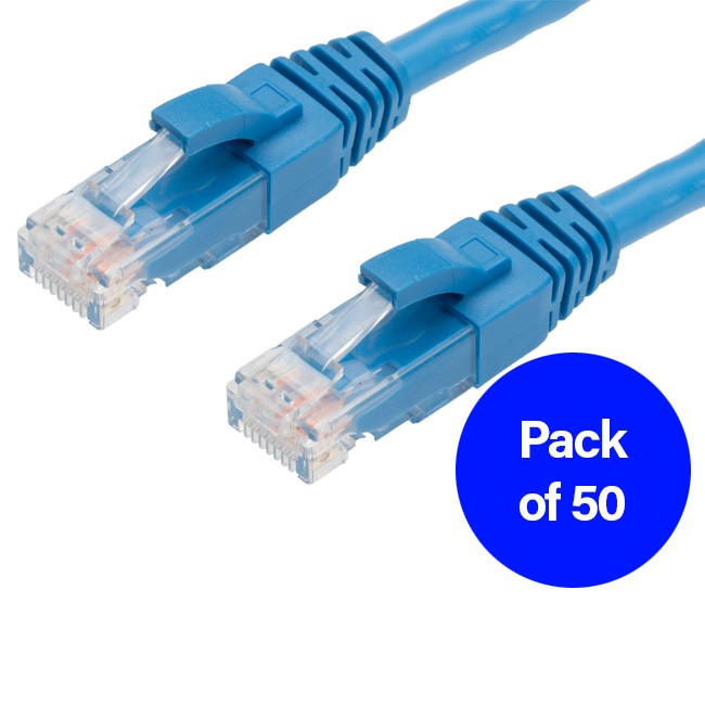 0.25m RJ45 CAT6 Ethernet Network Cable | 50 Pack Blue
