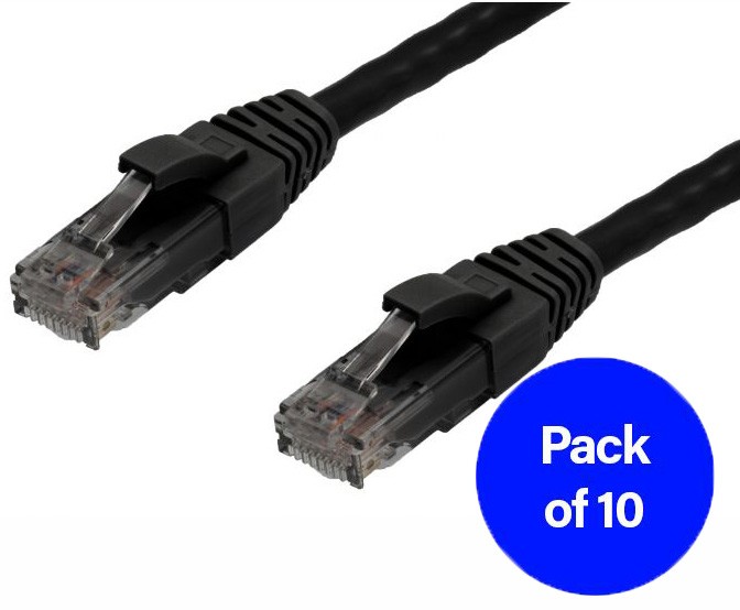 0.5m RJ45 CAT6 Ethernet Network Cable | 10 Pack Black