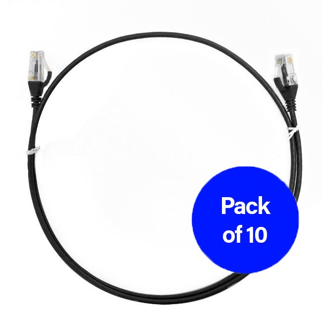 0.25m CAT6 Ultra Thin LSZH Ethernet Network Cable | 10 Pack Black