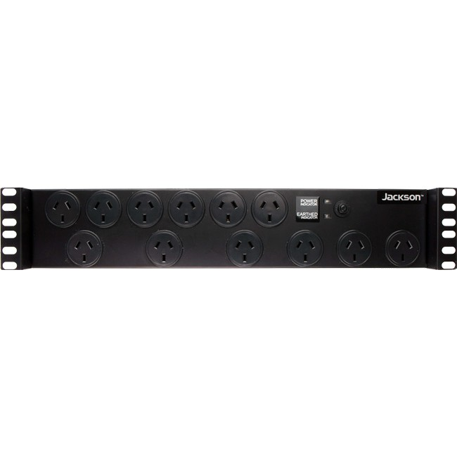 Jackson 2RU 12 Way GPO Horizontal Recessed PDU Power Rail with IEC C14 Input