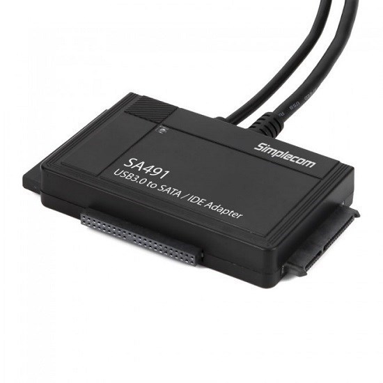 Simplecom Sa491 3-In-1 Usb 3.0 To 2.5', 3.5' & 5.25' Sata/Ide Adapter With Power Supply