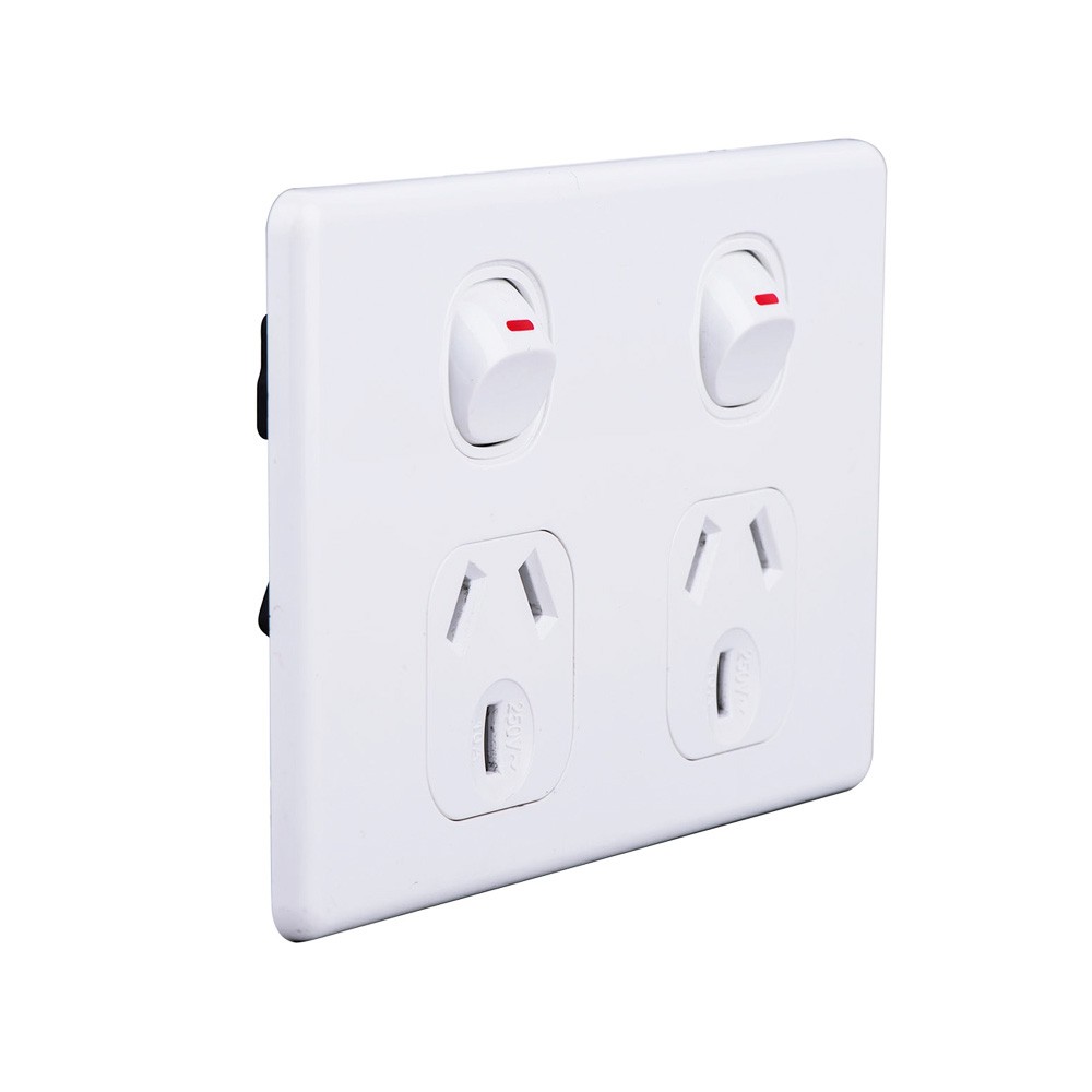 4C | Elegant Double Power Point 250V 10A | Horizontal