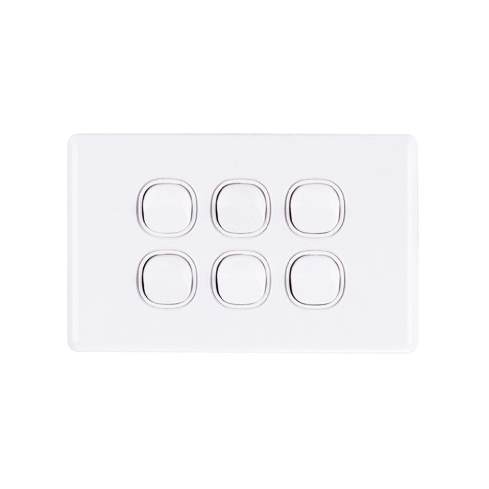 4C | Elegant Wall Switch 6 Gang 250V 16A - Horizontal