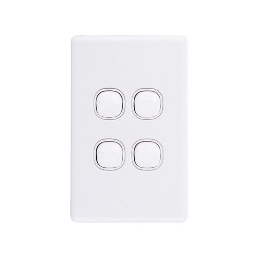 4C | Elegant Wall Switch 4 Gang 250V 16A | Vertical