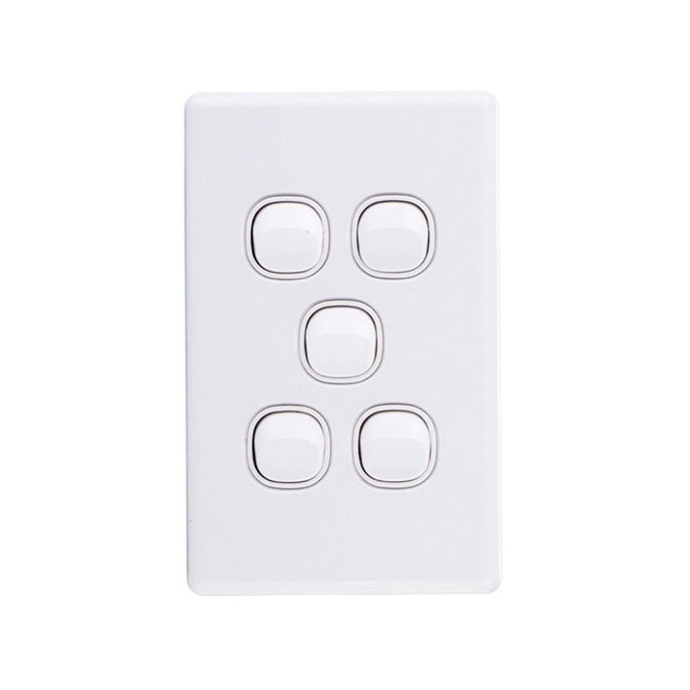 4C | Elegant Wall Switch 5 Gang 250V 16A | Vertical