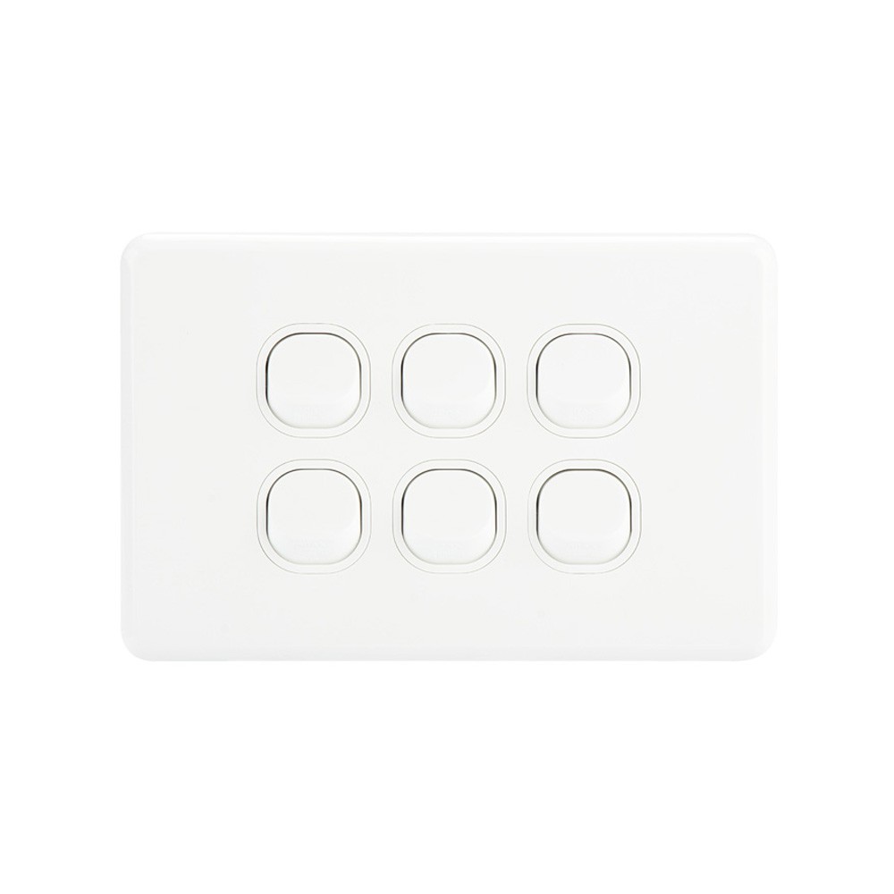4C | Classic 6 Gang Switch 250V 16AX - Horizontal