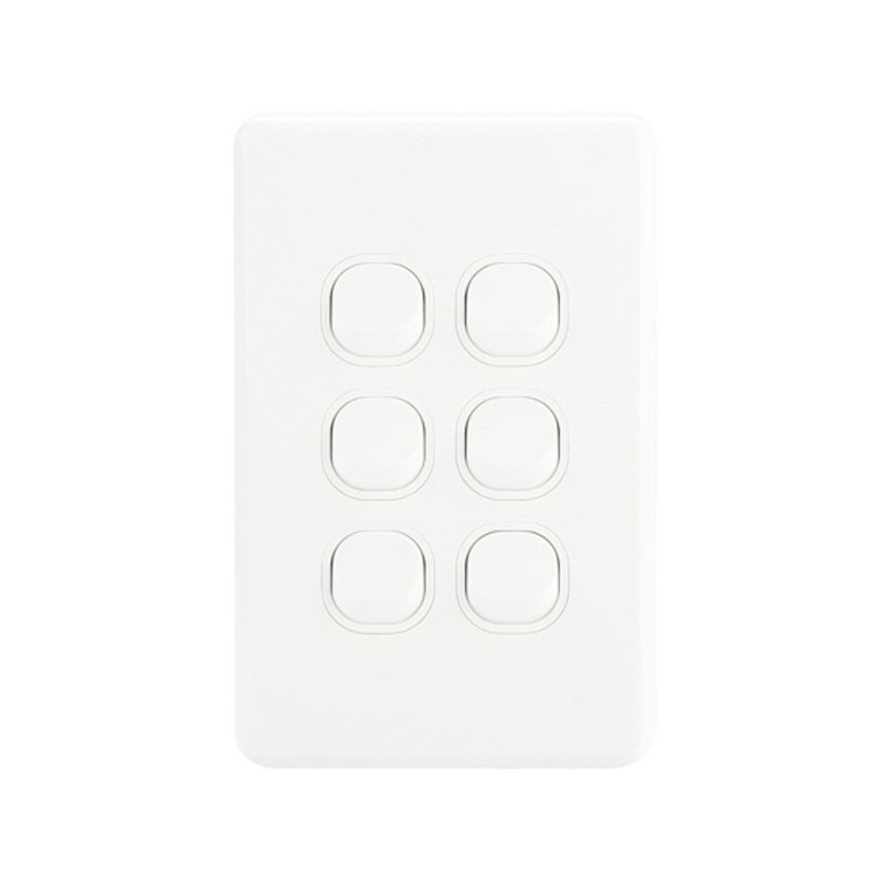 4C | Classic 6 Gang Switch 250V 16AX | Vertical