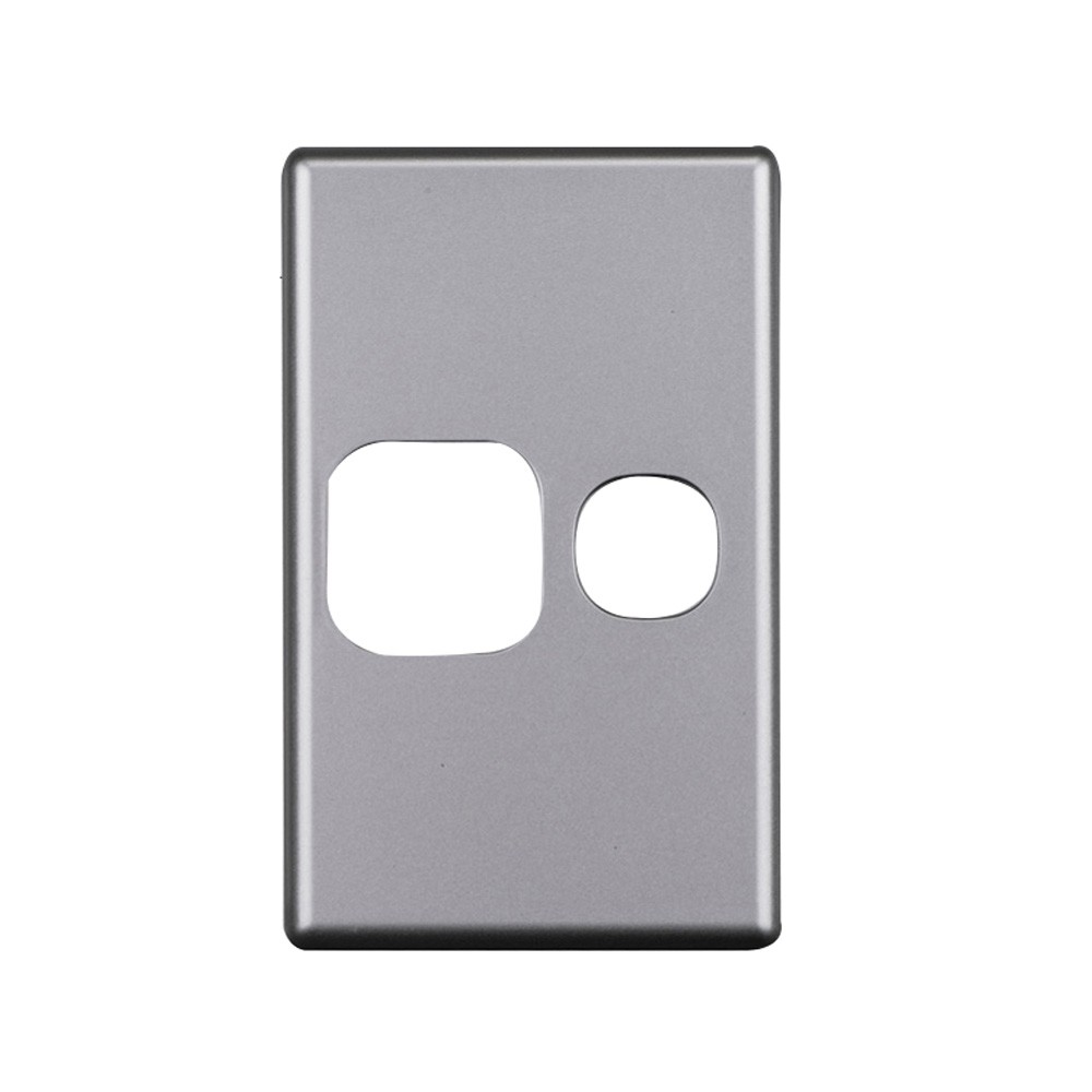 4C | Elegant Single GPO Aluminium Cover Plate Vertical - Silver Matt