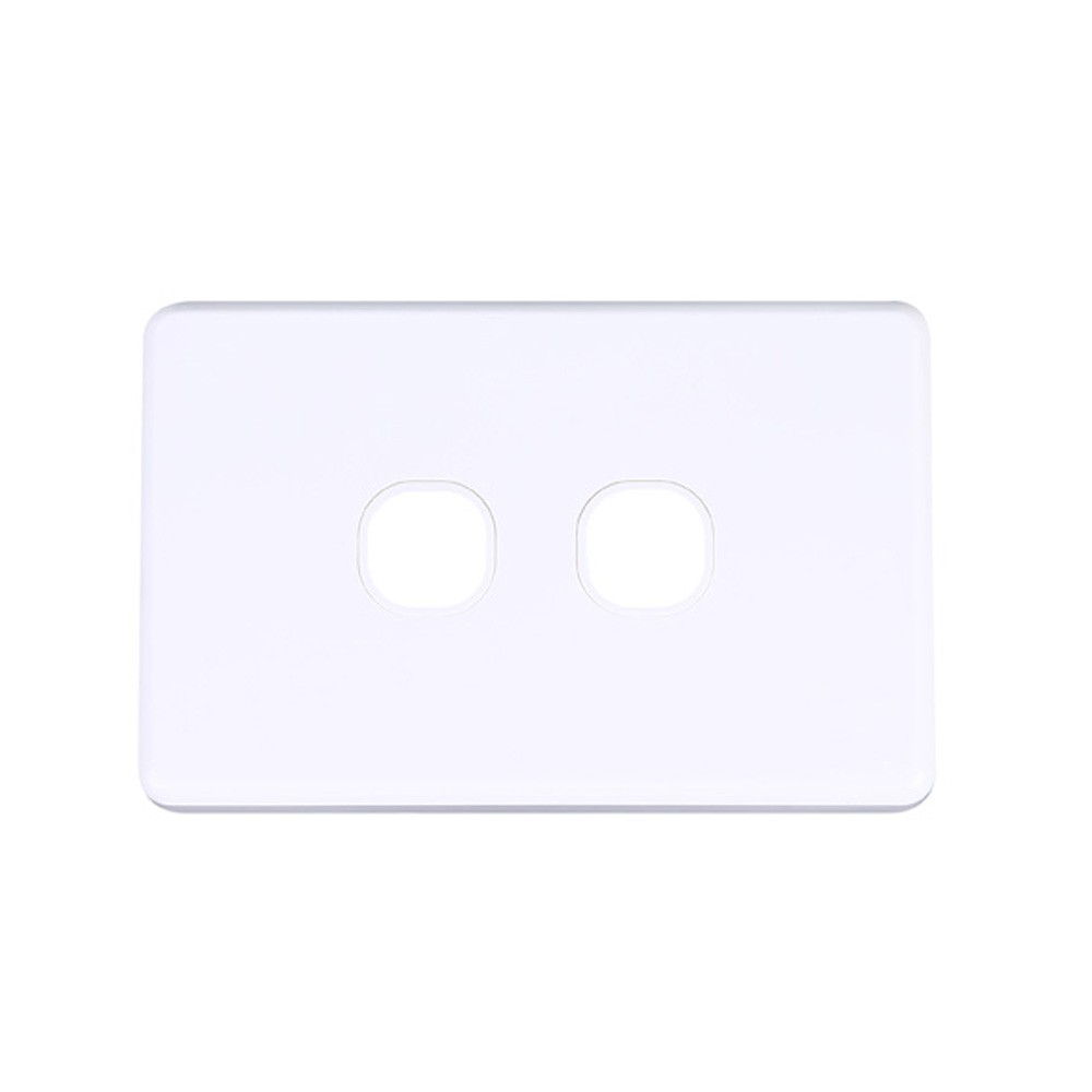 4C | Classic 2 Gang Switch Grid and Cover Plate - White