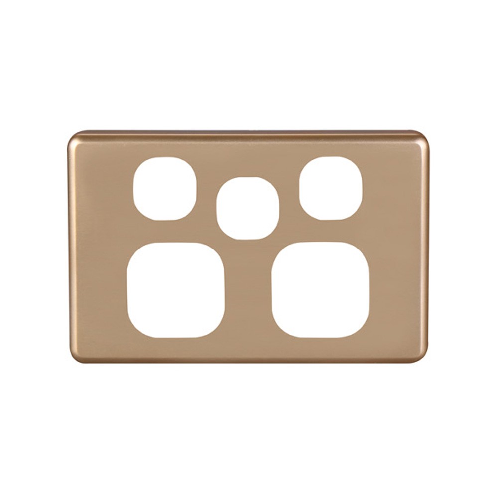 4C | Classic Double Power Point with Extra Switch Polycarbonate Cover Plate - Gold Colour