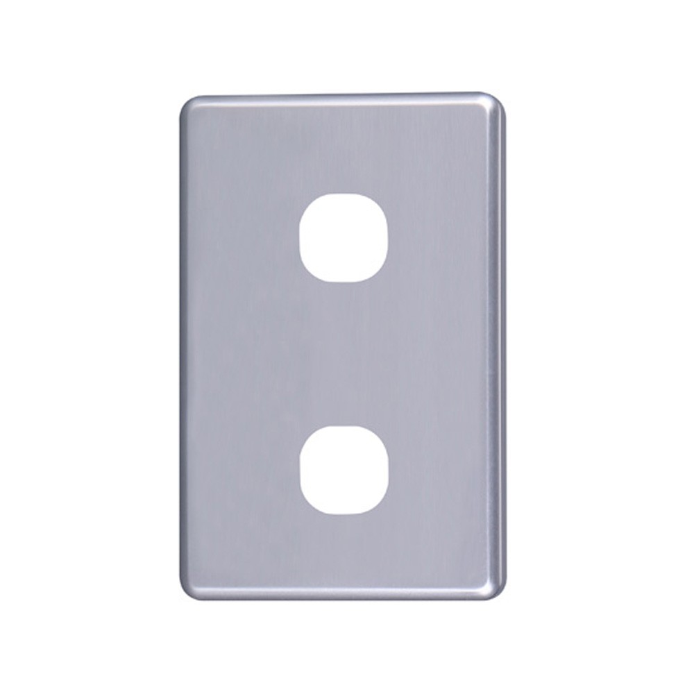 4C | Classic 2 Gang Switch Polycarbonate Cover Plate - Silver Colour