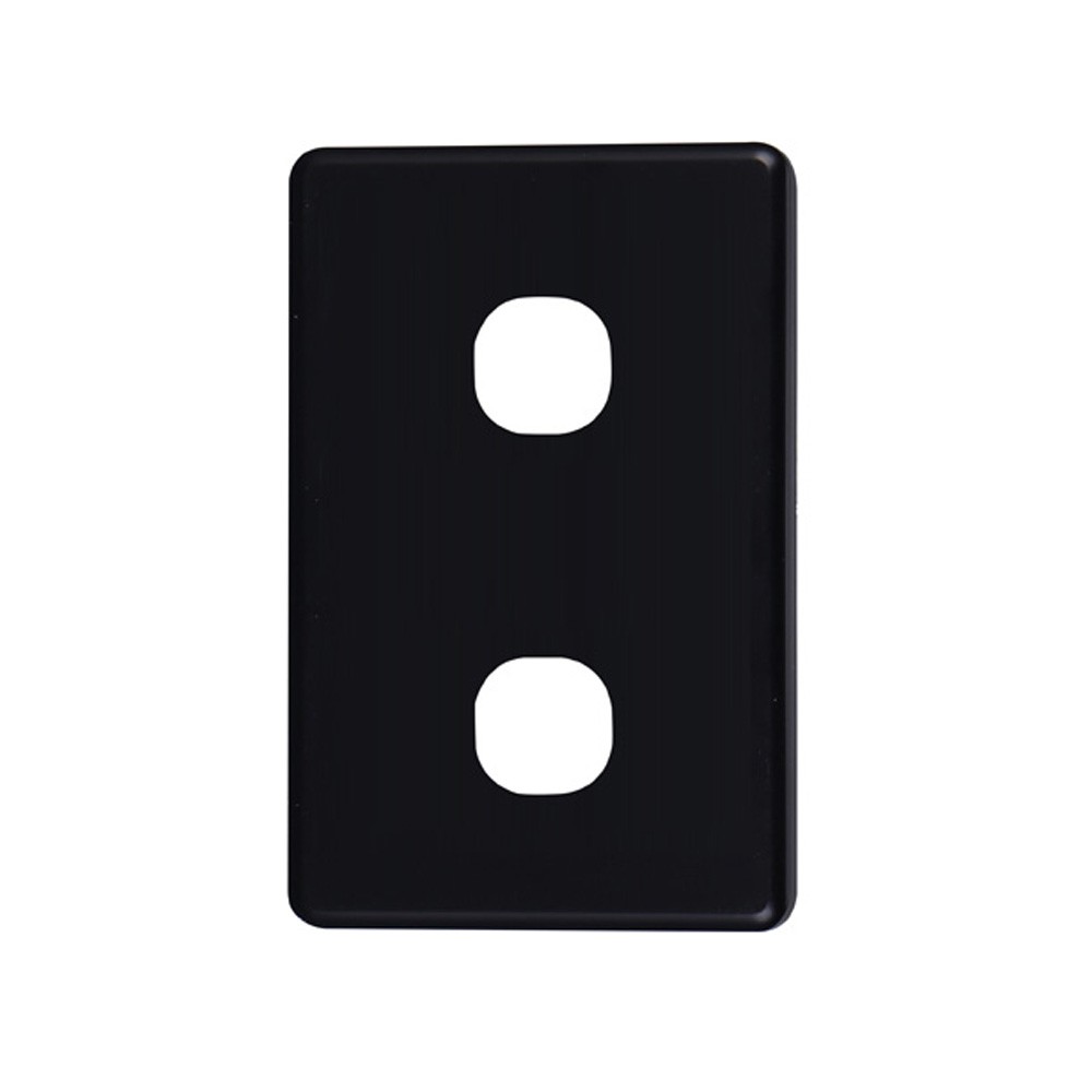 4C | Classic 2 Gang Switch Polycarbonate Cover Plate - Black Colour