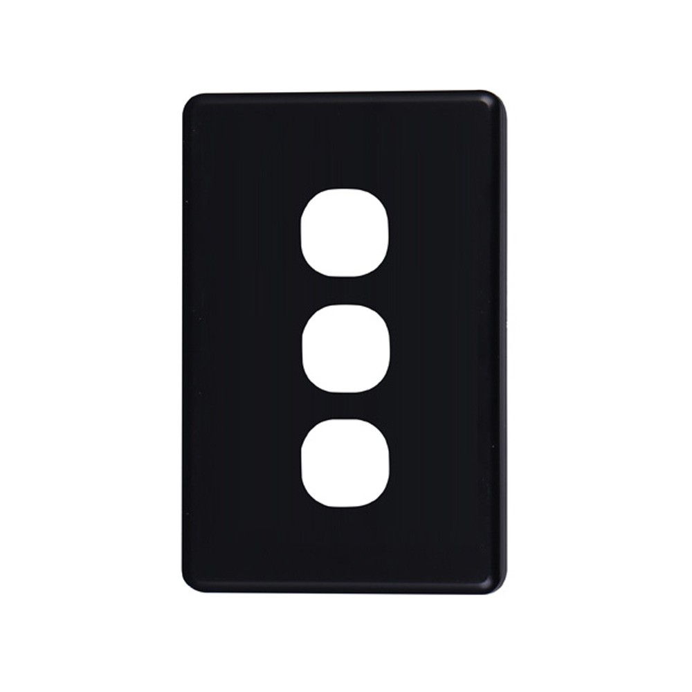 4C | Classic 3 Gang Switch Polycarbonate Cover Plate - Black Colour