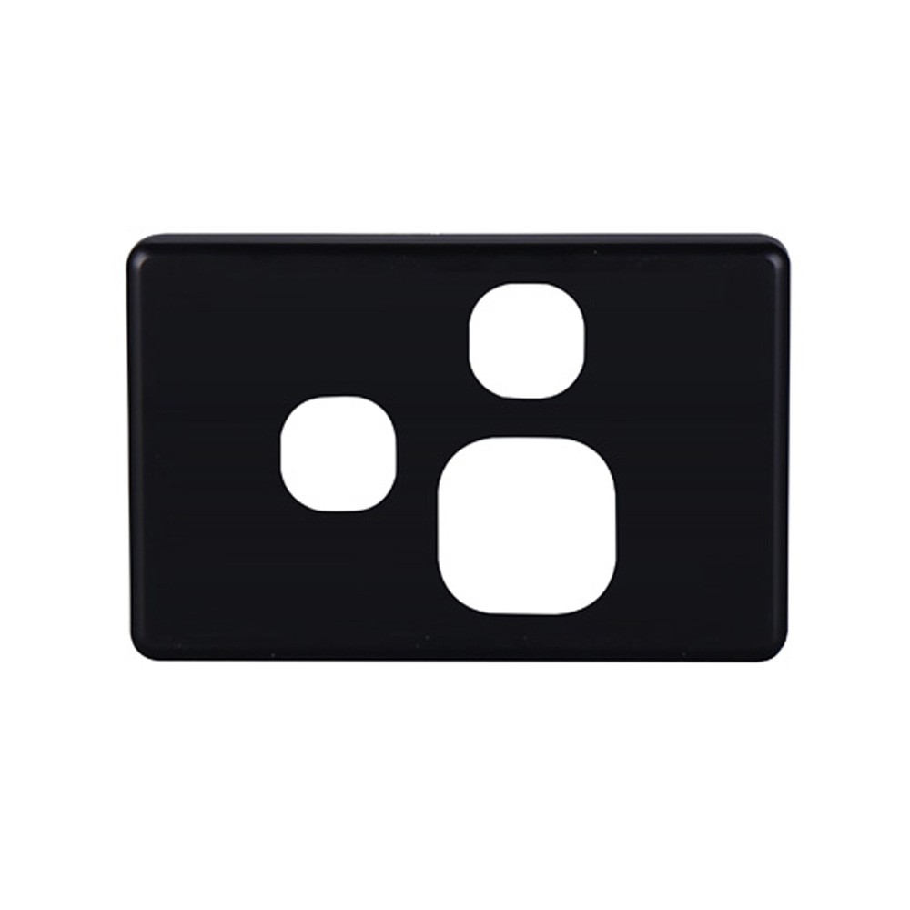 4C | Classic Single Power Point with Extra Switch Polycarbonate Cover Plate - Black Colour