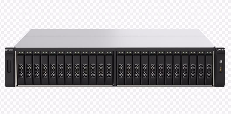 QNAP TS-h2490FU-7232P-64G,24-Bay all-flash NAS, NVMe Gen3 x4, AMD EPYC 7232P 3.1GHz, 64GB RAM, 2 x 2.5GbE LAN, 2 x 25GbE SFP28, w/o Rail Kit, 5 Yrs WTY