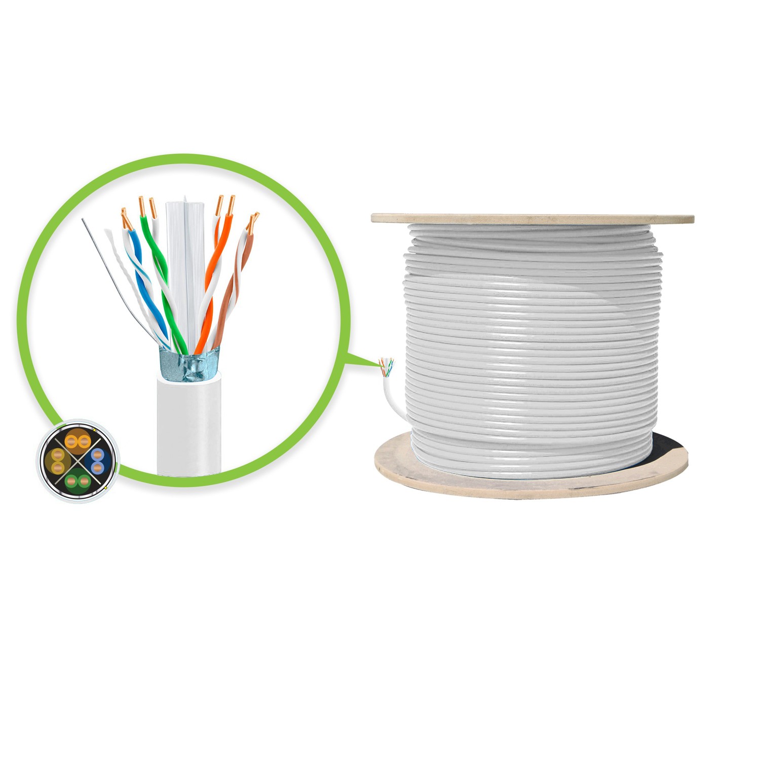 Serveredge CAT6A 305m Network Cable - FUTP Solid LSZH 23AWG - WHITE