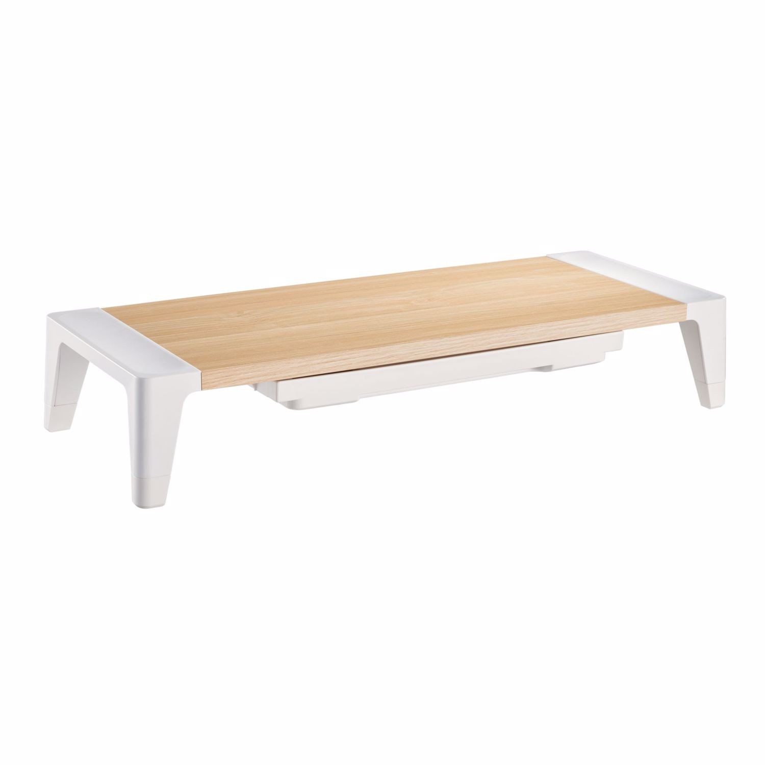 mbeat® activiva Eroglife Monitor Stand Riser with Storage Drawer - Ergonomic Design, Reduces Eye Strain and Improves Work Posture, White Oak