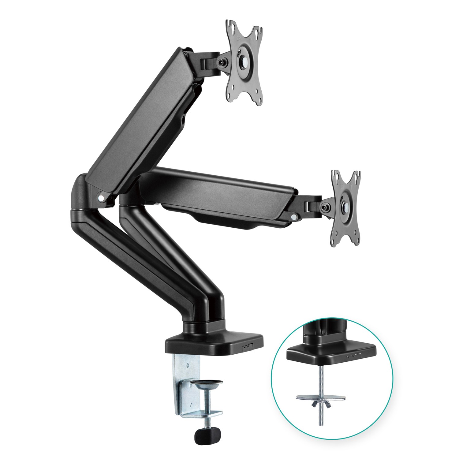 mbeat® activiva ErgoLife Dual Monitor Screen Steel Gas Spring Monitor Arm Built-in Spring Tension Cable Management Net Weight 4kg (LS)