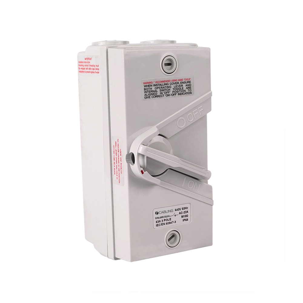 4C | Weatherproof Isolator 3 Pole 440V 63A IP66