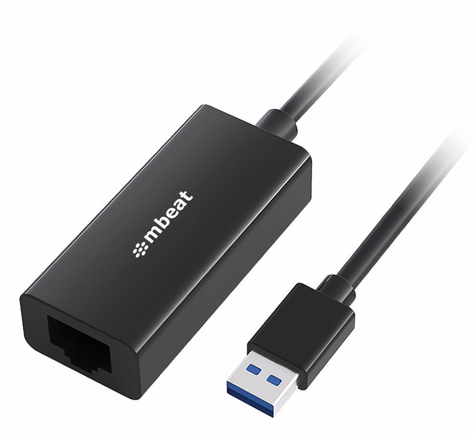 (LS) mbeat® USB 3.0 Gigabit Etherent Adapter - Black RJ45, up to 1000Mbps speed. Compact and lightweight Material: ABS Plastic Weight: 24.5g