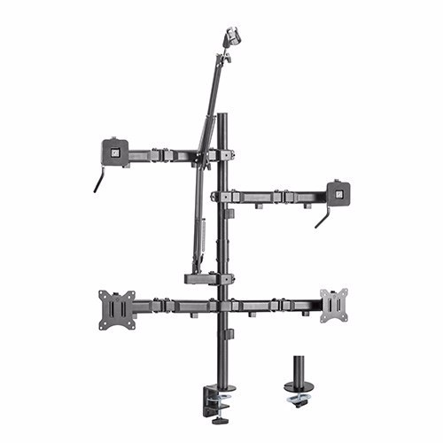 Brateck Dual-Monitor All-in-One Studio Setup Desktop Mount Fit17'-32' Weight Capacity Up to 9kg, Fit Curved Monitor (LS)