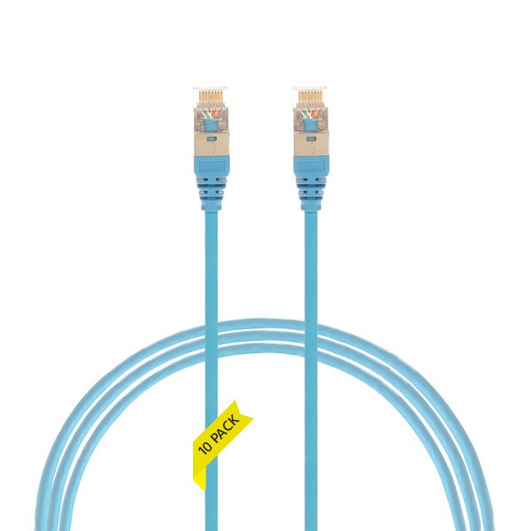 0.25m CAT6A RJ45 S/FTP THIN LSZH 30 AWG Network Cable | 10 Pack Blue