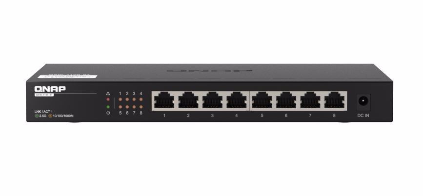QNAP QSW-1108-8T, 8 port 2.5Gbps auto negotiation (2.5G/1G/100M), unmanagement switch, 2 Yr WTY