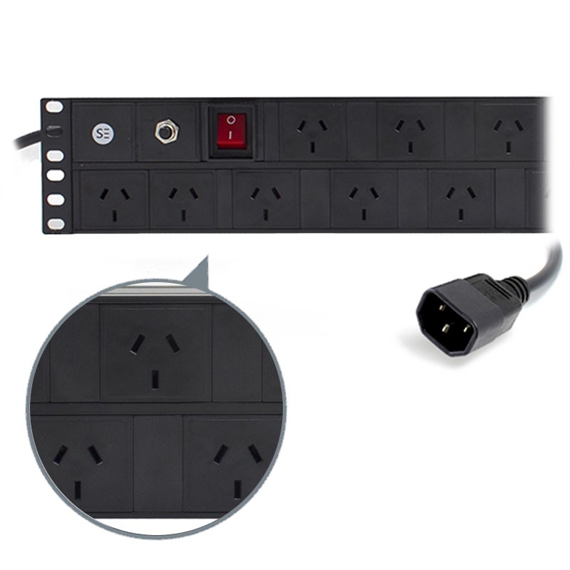 Serveredge 2RU Basic 12 Port PDU (12) 3 Pin AUS GPO Output (1) IEC C14 Plug Input 10A 240V
