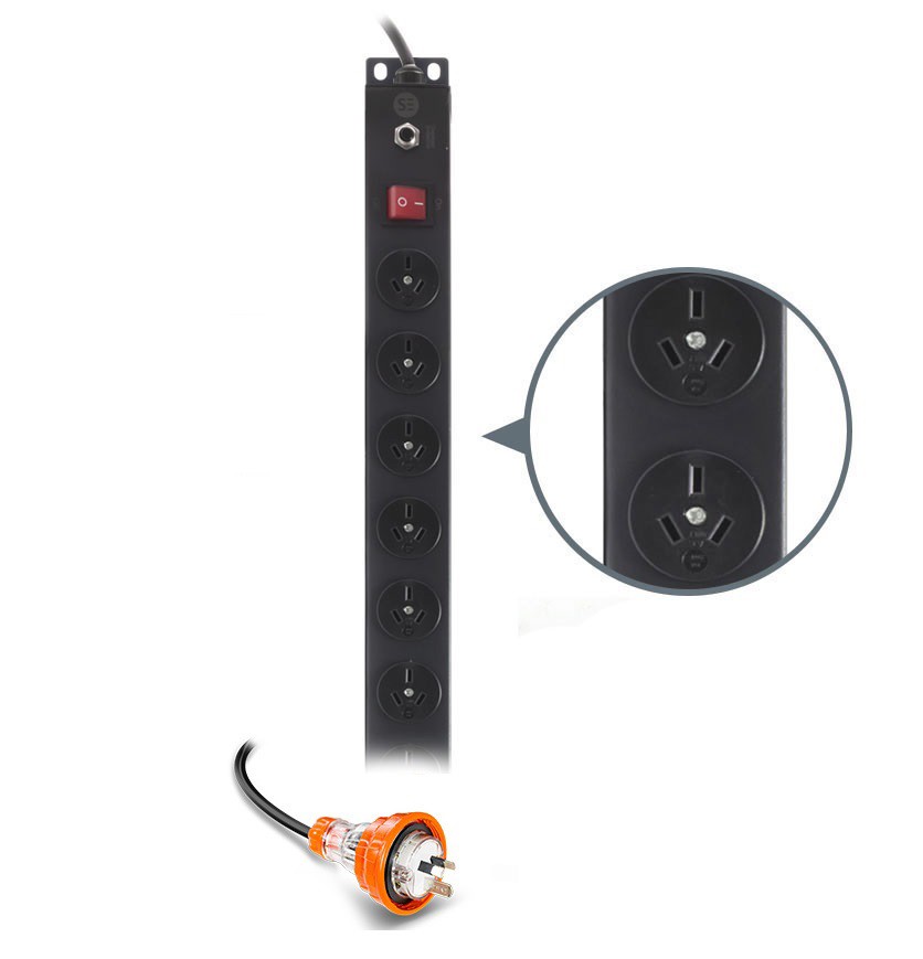 Serveredge 0RU Basic Vertical 12 Port PDU (12)3 Pin AUS GPO Output (1) 20A Clipsal CaptivePlug Input 20A 240V