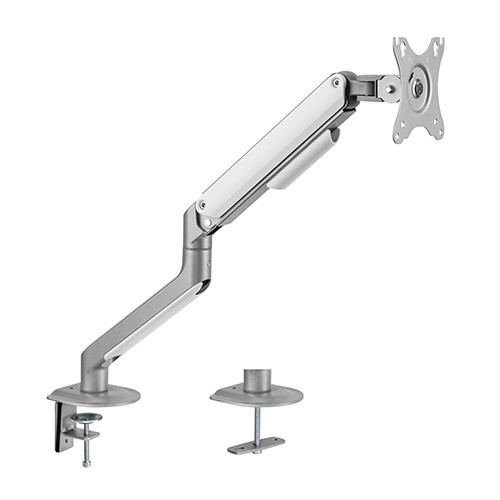 Brateck Single Monitor Economical Spring-Assisted Monitor Arm Fit Most 17'-32' Monitors, Up to 9kg per screen VESA 75x75/100x100 Matte Silver