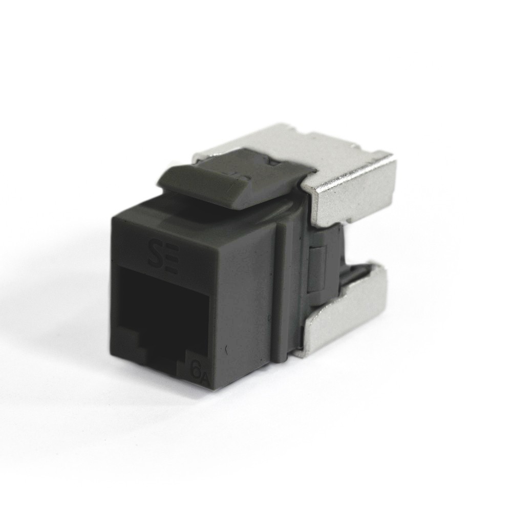 Serveredge Universal Cat6A UTP RJ45 Modular Keystone Jack - QUICK TOOL Compatible - Black - Pack of 10