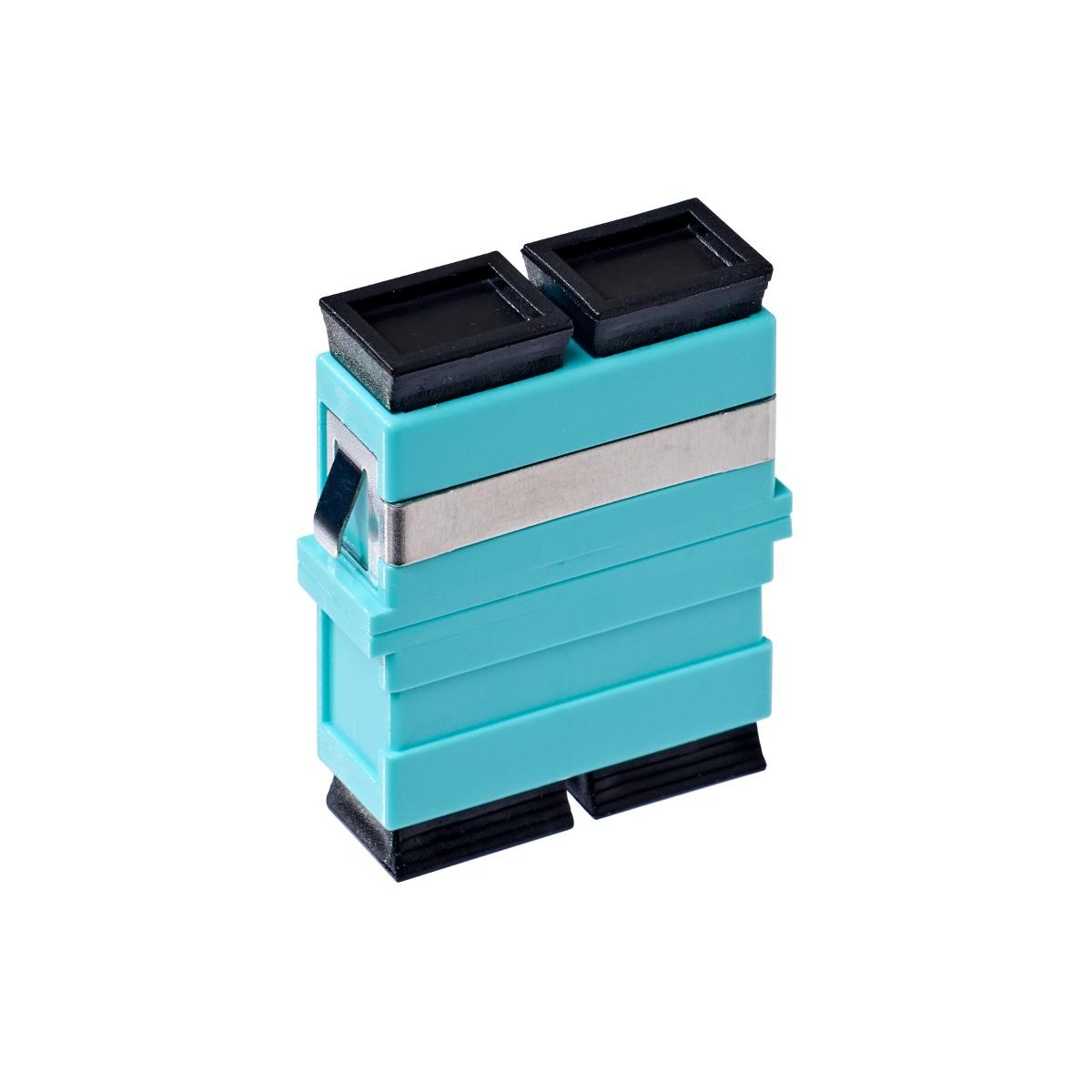 SC OM3 / OM4 Multimode Through Coupler Flangeless Duplex | Aqua