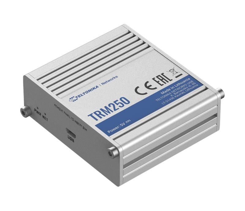 Teltonika TRM250 Industrial Cellular Modem, 4G/LTE (Cat M1), NB-IoT, Small Size, USB Interface for Internet Access, External Antenna, PSU excluded