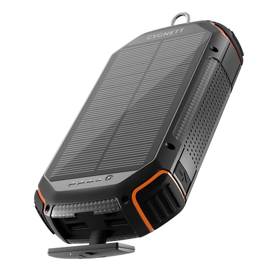 Cygnett ChargeUp OutBack 20K mAh Outdoor Solar Power Bank - Black (Cy4412pbche), 1X Usb-C (15W), 2X Usb-A (12W), Ip54 Dust And Waterproof, Flashlight