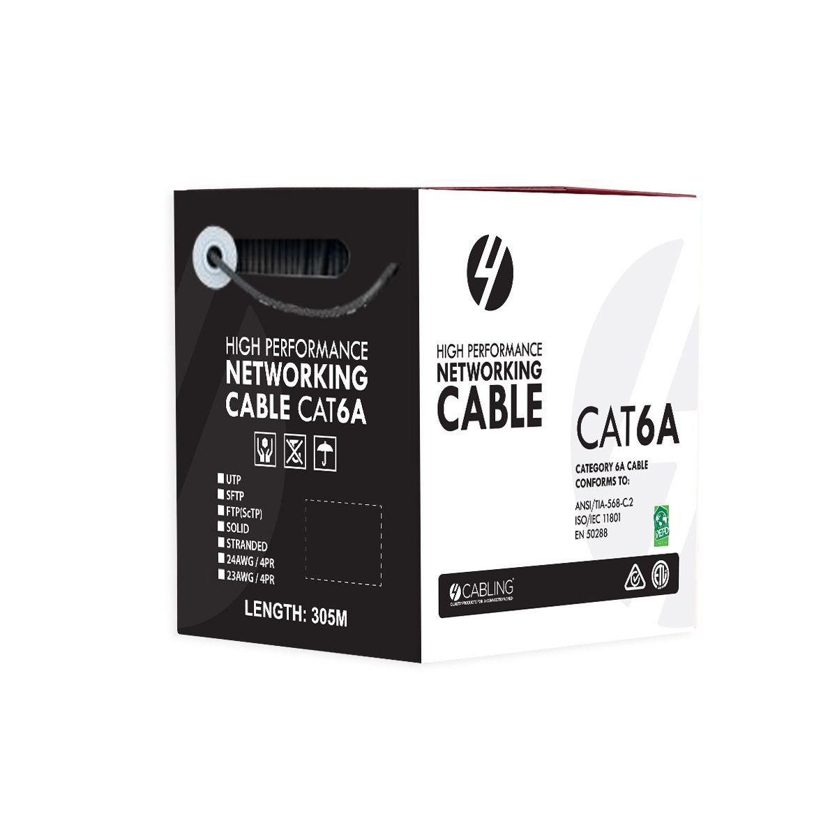 4C | CAT6A U/UTP 23AWGx4P, LSZH Jacket | Supplied on Plastic Reel | 305m Grey