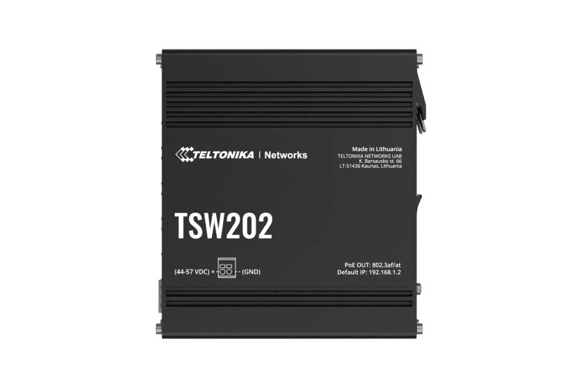 Teltonika | TSW202 | 10 Port Industrial Managed PoE+ Layer 2 Switch with 8 Port PoE+ and 2 SFP slots, Layer3 Features ** PSU not included **
