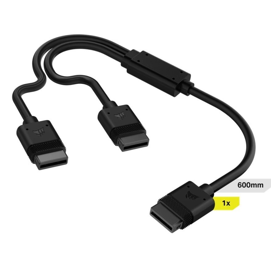 Corsair iCUE LINK Cable, 1x 600mm Y-Cable with Straight connectors, Black (LS)