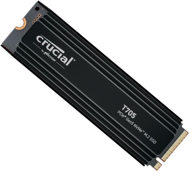 Crucial T705 4TB Gen5 NVMe SSD Heatsink - 14100/12600 MB/s R/W 2400TBW 1.5M IOPs 1.5M HRS MTTF With DirectStorage For Intel 14TH Gen & Amd Ryzen 7000
